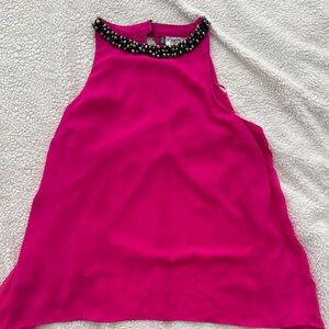 Jennifer Lopez Fuchsia Sleeveless Blouse with Beaded Neckline